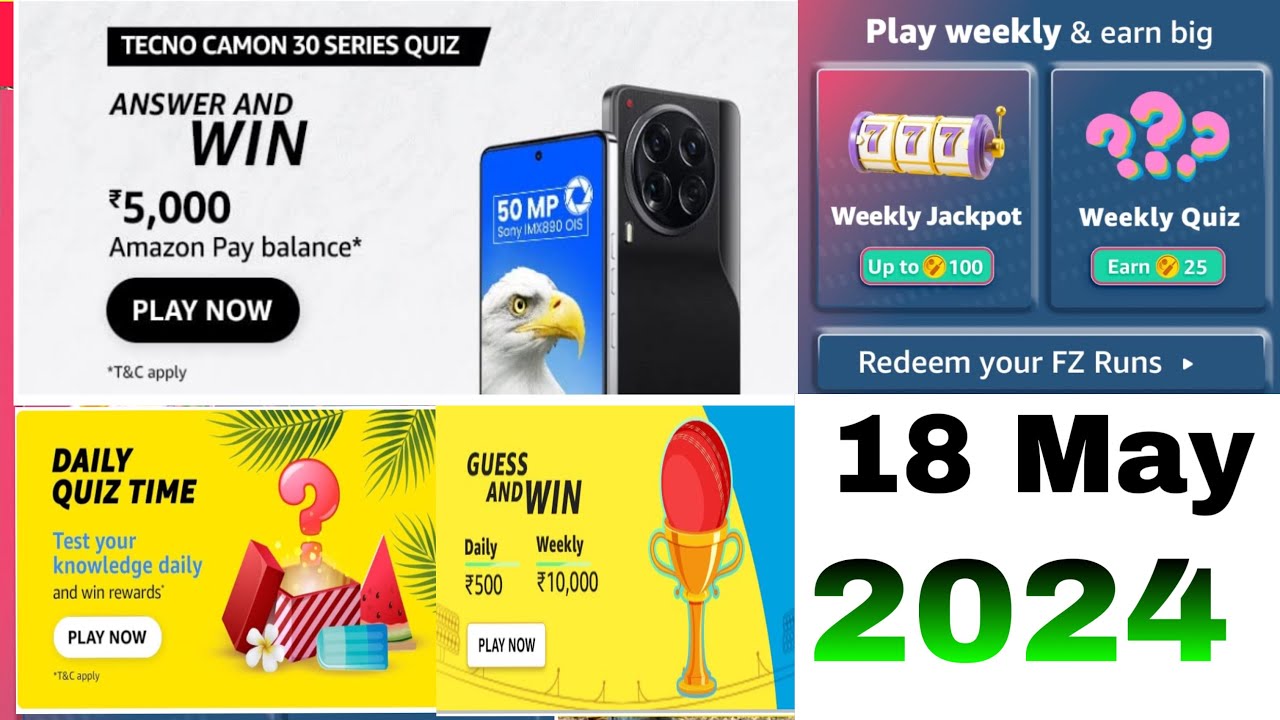 Tecno Camon 30 Series 5G Quiz | Amazon daily quiz time answers today | Amazon guess and win quiz