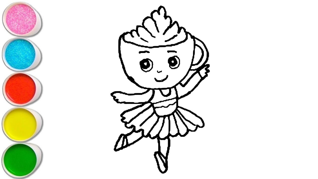 Cute  Ballerina Cappuccino Drawing, Painting and Coloring For Kids and Toddlers_ Easy Drawing 
