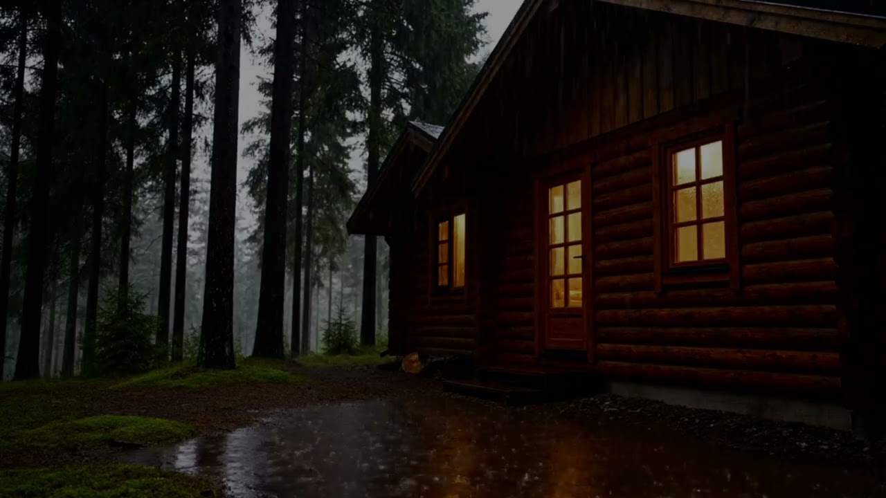 Best Forest Cabin Rain at Night 6hrs Deep Sleep Ambience | Dark Cozy Nature Sounds | Anxiety Relief