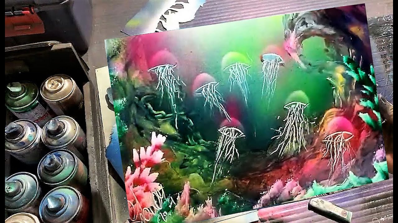 Colored Jellyfish by Spray Art Eden