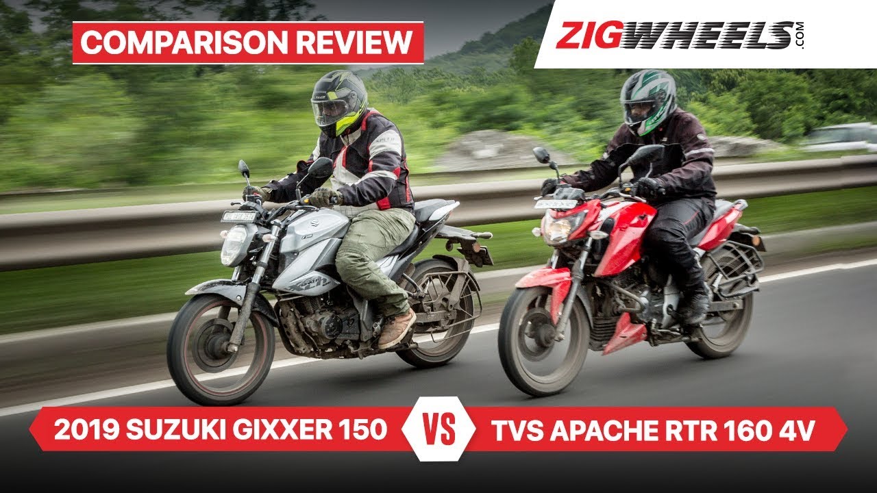Suzuki Gixxer 2019 vs TVS Apache RTR 160 4V | Performance, Fuel-efficiency & More | ZigWheels