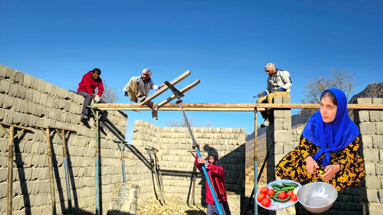 Jesus' journey to the city to prepare roof preparation tools by Ali for concreting Farzaneh cooking