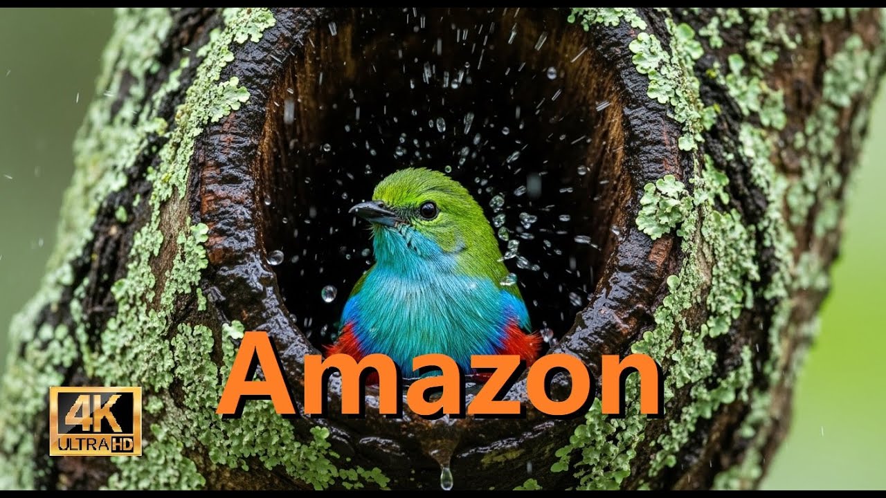 4K Amazon Rainforest: Relaxing Music & Nature Sounds | Pink Dolphins & Wildlife