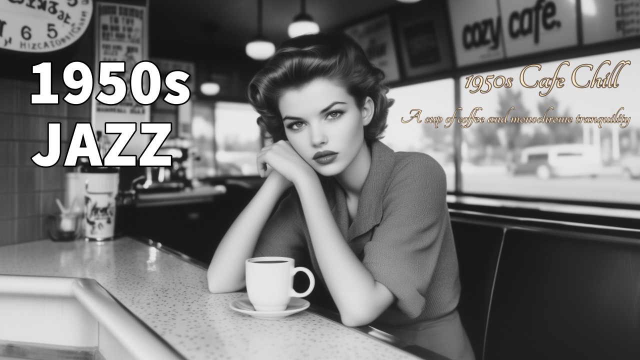 1950s Cafe Chill: A cup of coffee and monochrome tranquility☕️🎞️🌿 1950年代のカフェJazz｜一杯のコーヒーと静かな時間｜リラックス