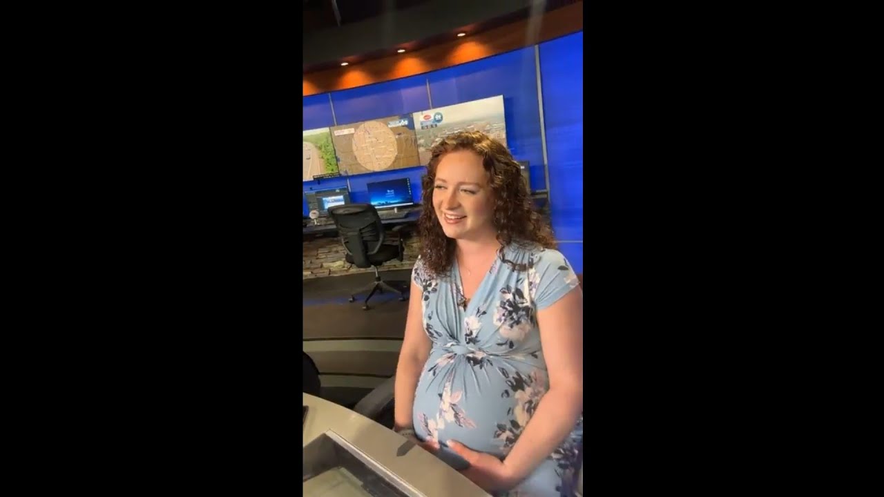 Heavily Pregnant News Presenter goes into Labor LIVE