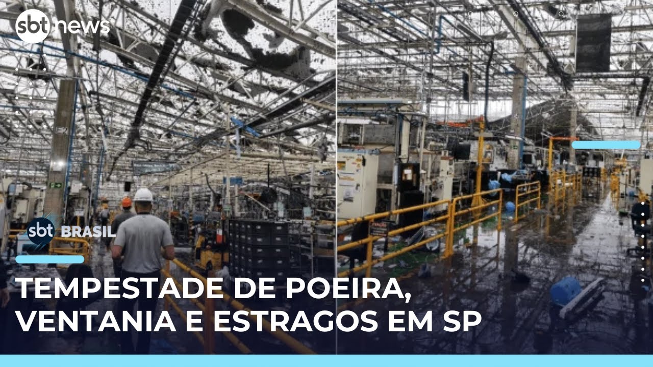 Tempestade destelha fábrica de carros e causa estragos em cidades do interior de SP | #SBTBrasil