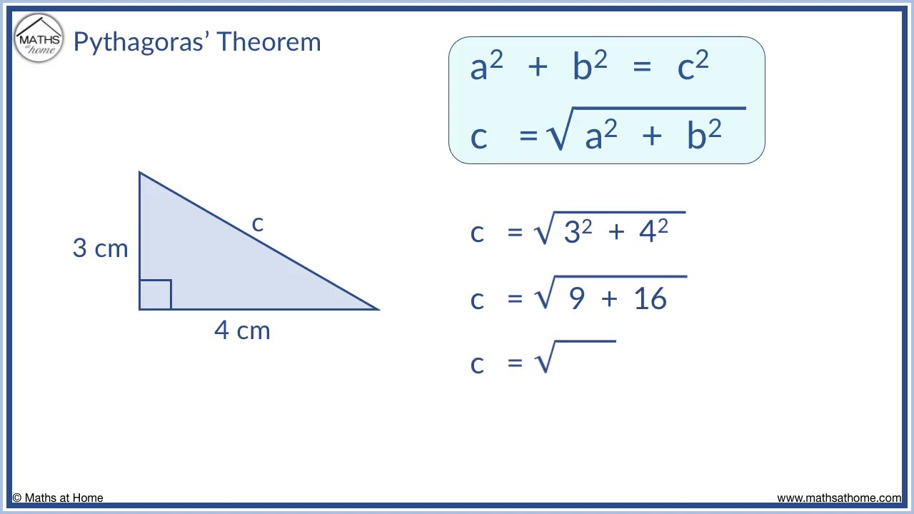 Pythagoras' Theorem to Find the Hypotenuse