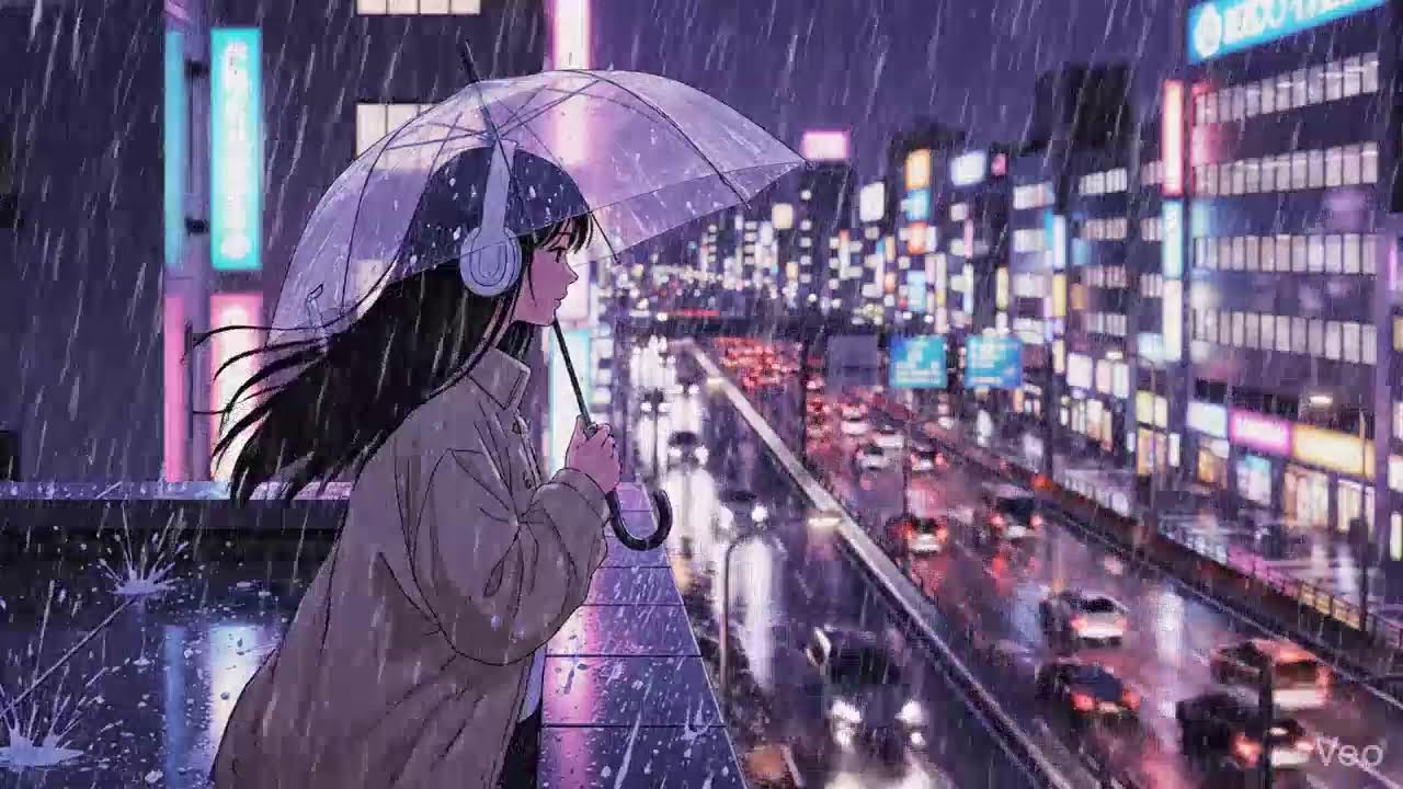 Japanese Neon City Rain 🌧️ Lofi Chillhop for Study & Focus