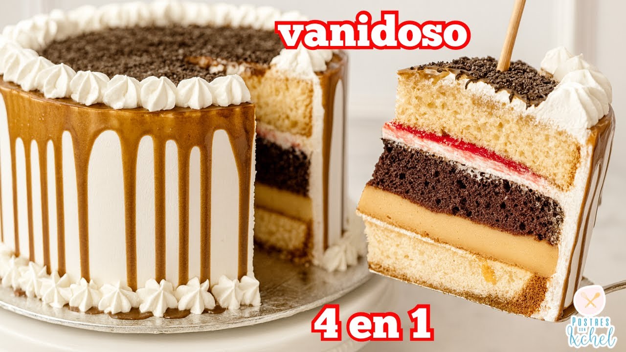 PASTEL VANIDOSO 4 EN 1, CHEESECAKE, FLAN, CHOCOLATE Y 3 LECHES | POSTRES CON IXCHEL
