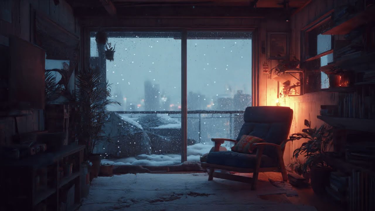 Cozy Lofi Beats ❄️🌆 Snowfall Over the City | Chill Beats for Sleep, Study & Relax