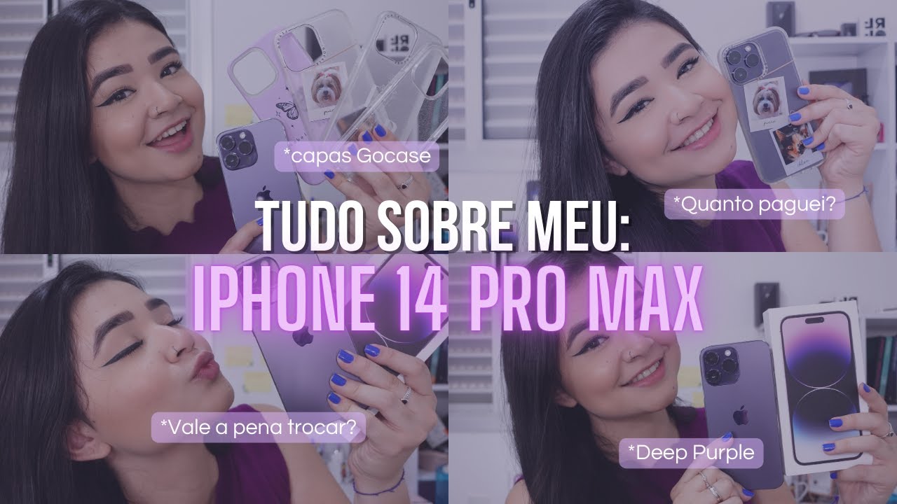Tudo sobre meu iPhone 14 Pro Max | Capas Gocase, dynamic island, nova cor roxa, vale a pena trocar?