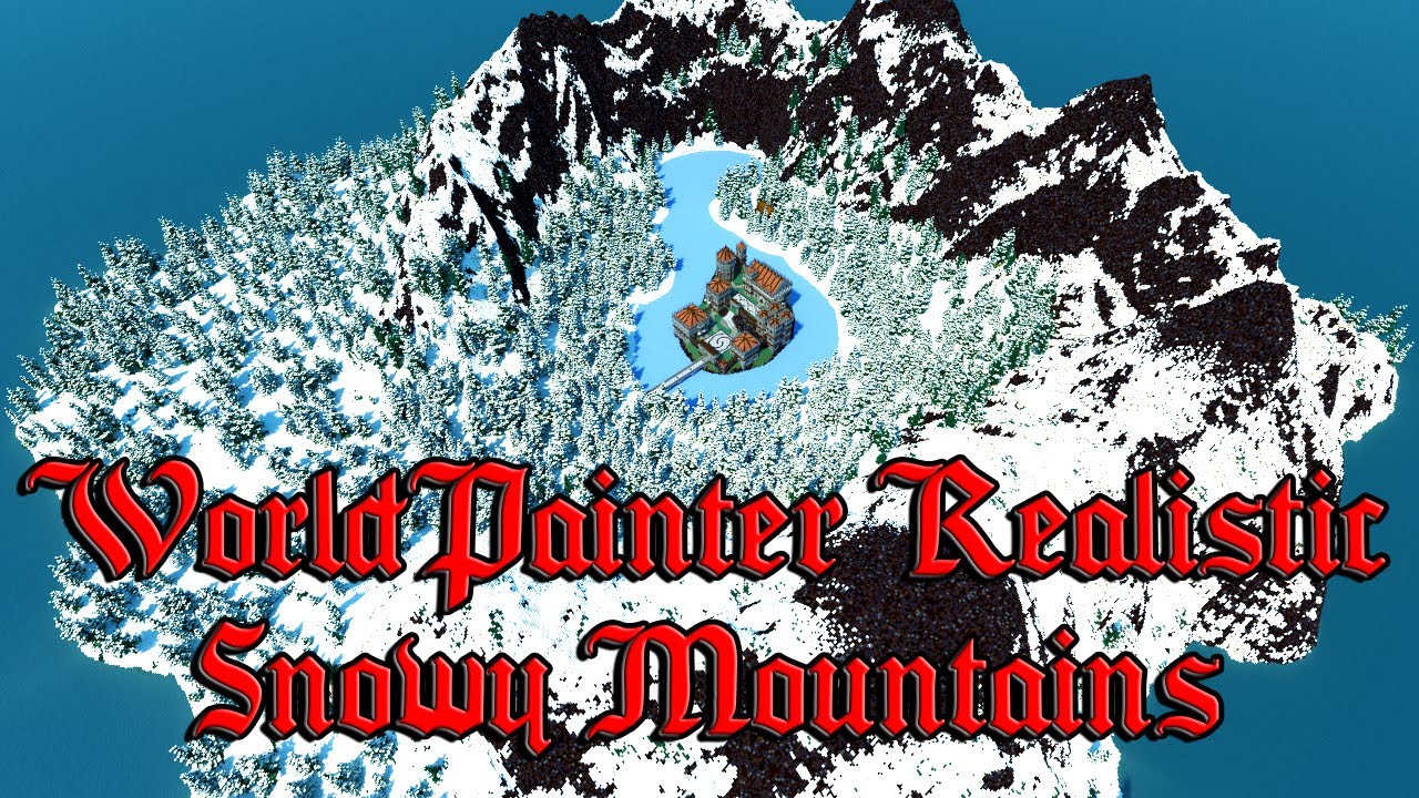 Minecraft WorldPainter Snowy Mountain Timelapse + Castle