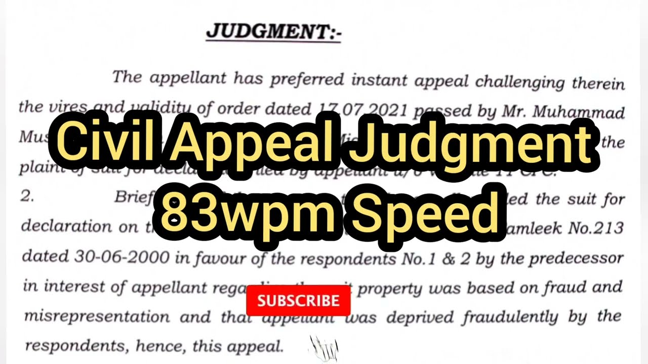Judgment Civil Appeal Dictation|Court Stenographer Dictation|83wpm| Legal Dictation|S Shorthand|pdf|