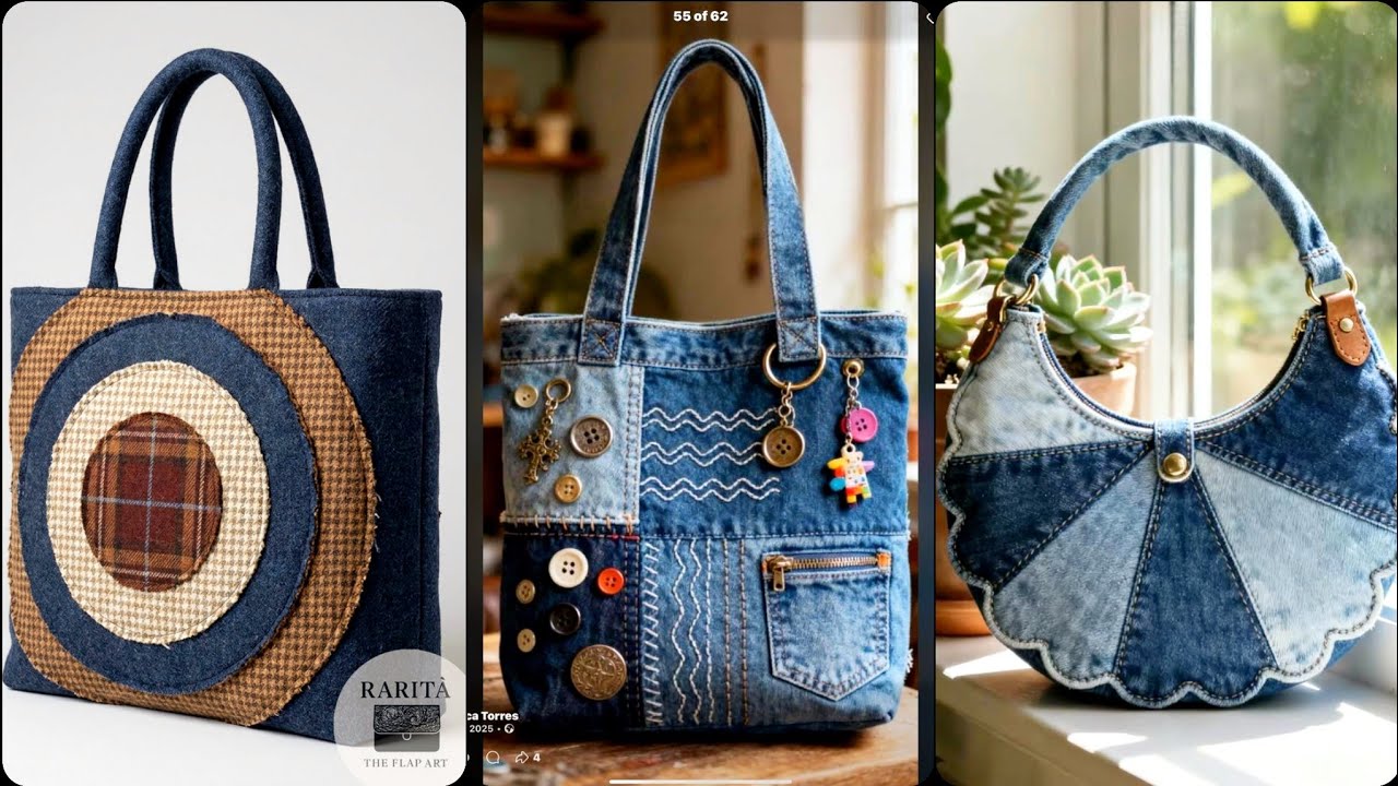 💡DIY Craft Don’t Throw Old Jeans! Make a Beautiful Tote Bag ♻️✨ #diy#viral#flowers#craft#homedecor
