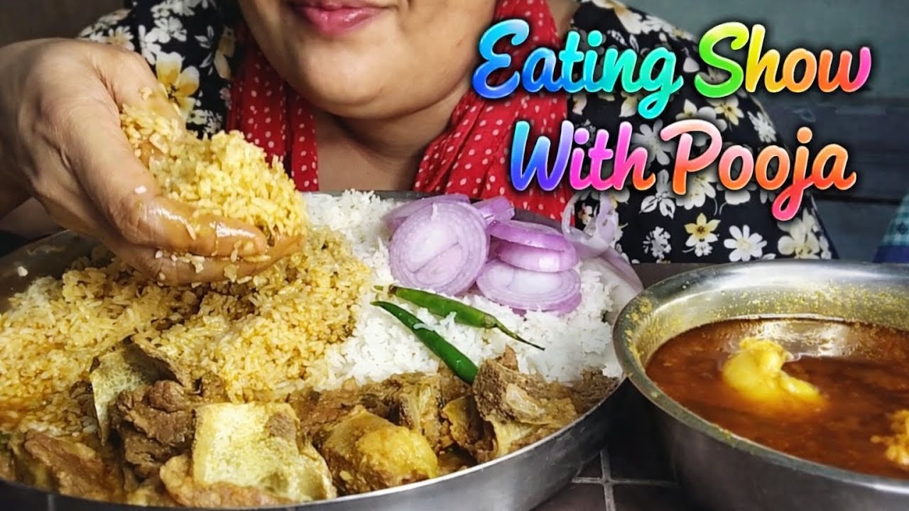 😋 Eating 🍖🥩 Mutton curry Rice 🍚 ll Eating Show With Pooja