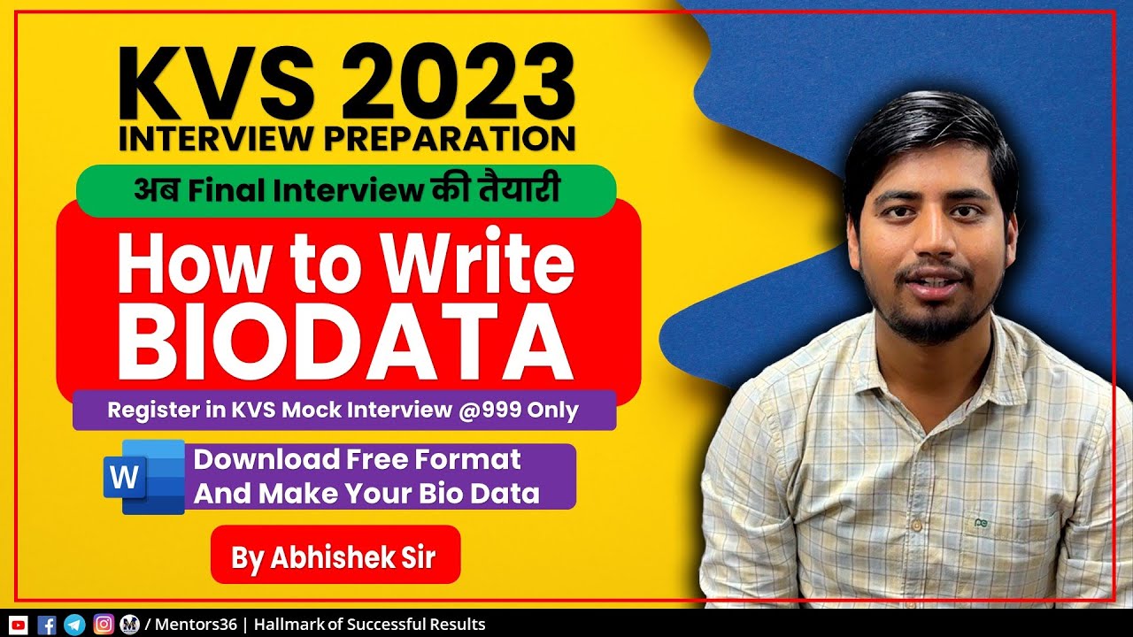 KVS 2023 - Biodata - How to Write Effective Biodata for PRT TGT PGT - Guidance by Abhishek Sir #kvs