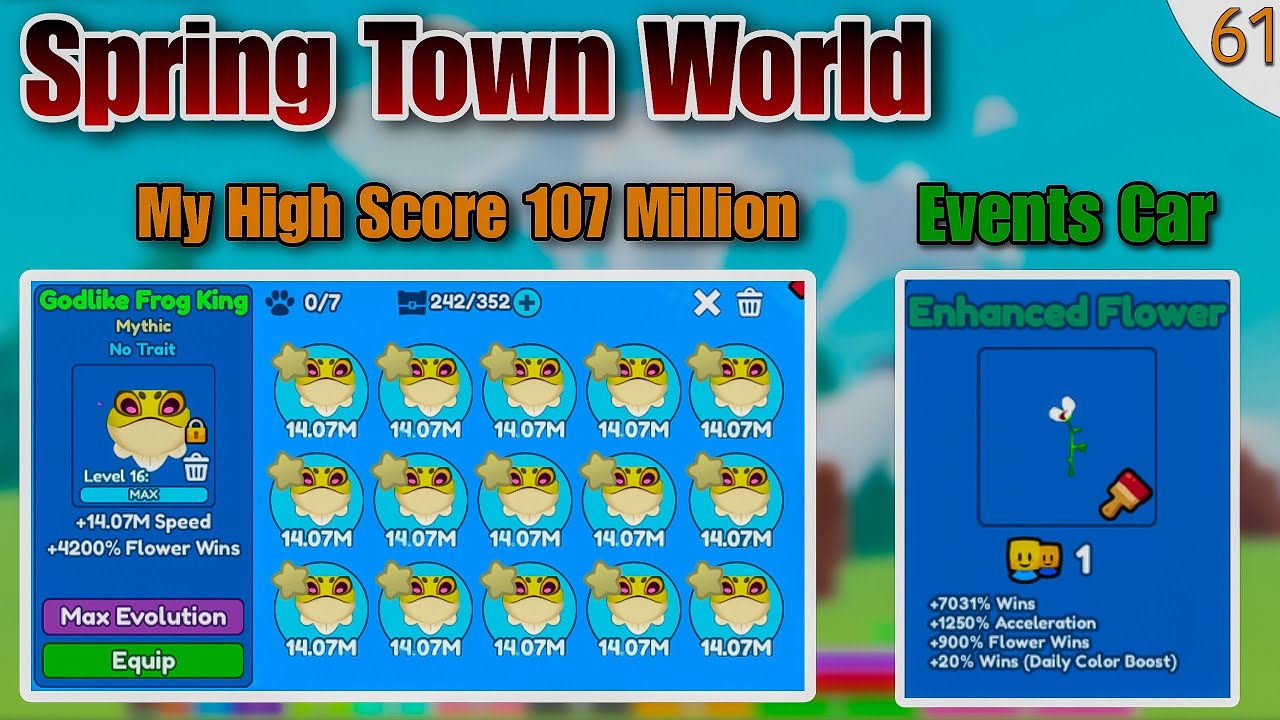 Event Spring Town World | HIGH SPEED : 107 M | Flower CAR - Frog King Max & Race Clicker #61