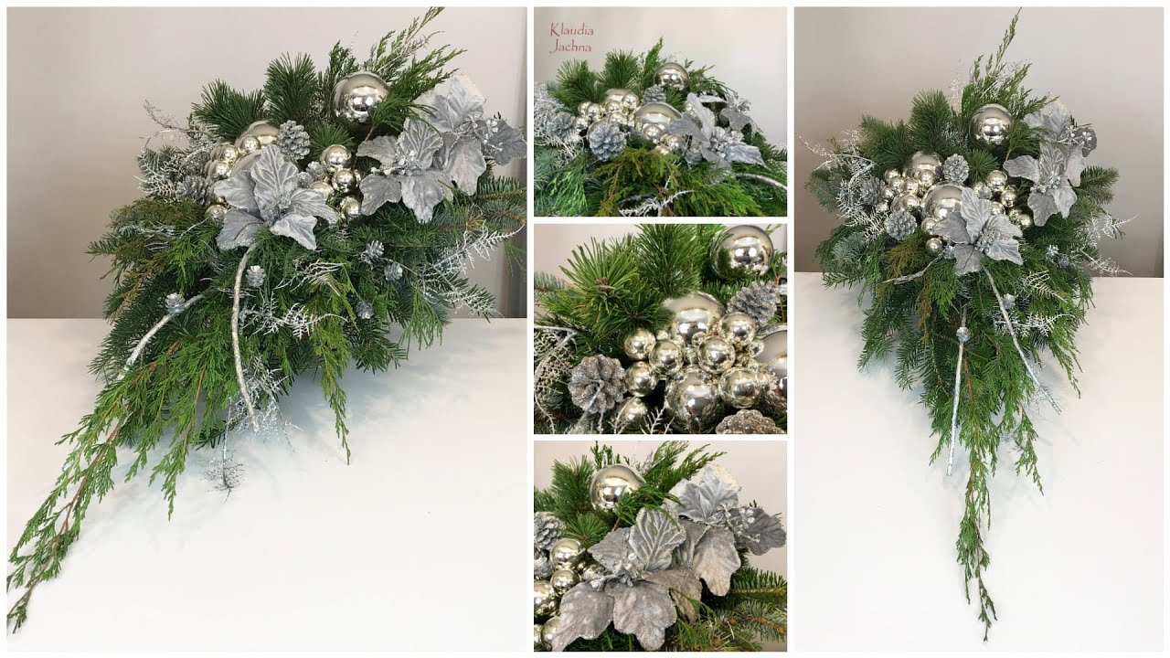 STROIK DO DOMU LUB NA CMENTARZ / STROIK ŚWIĄTECZNY SREBRNY / CHRISTMAS DECORATION