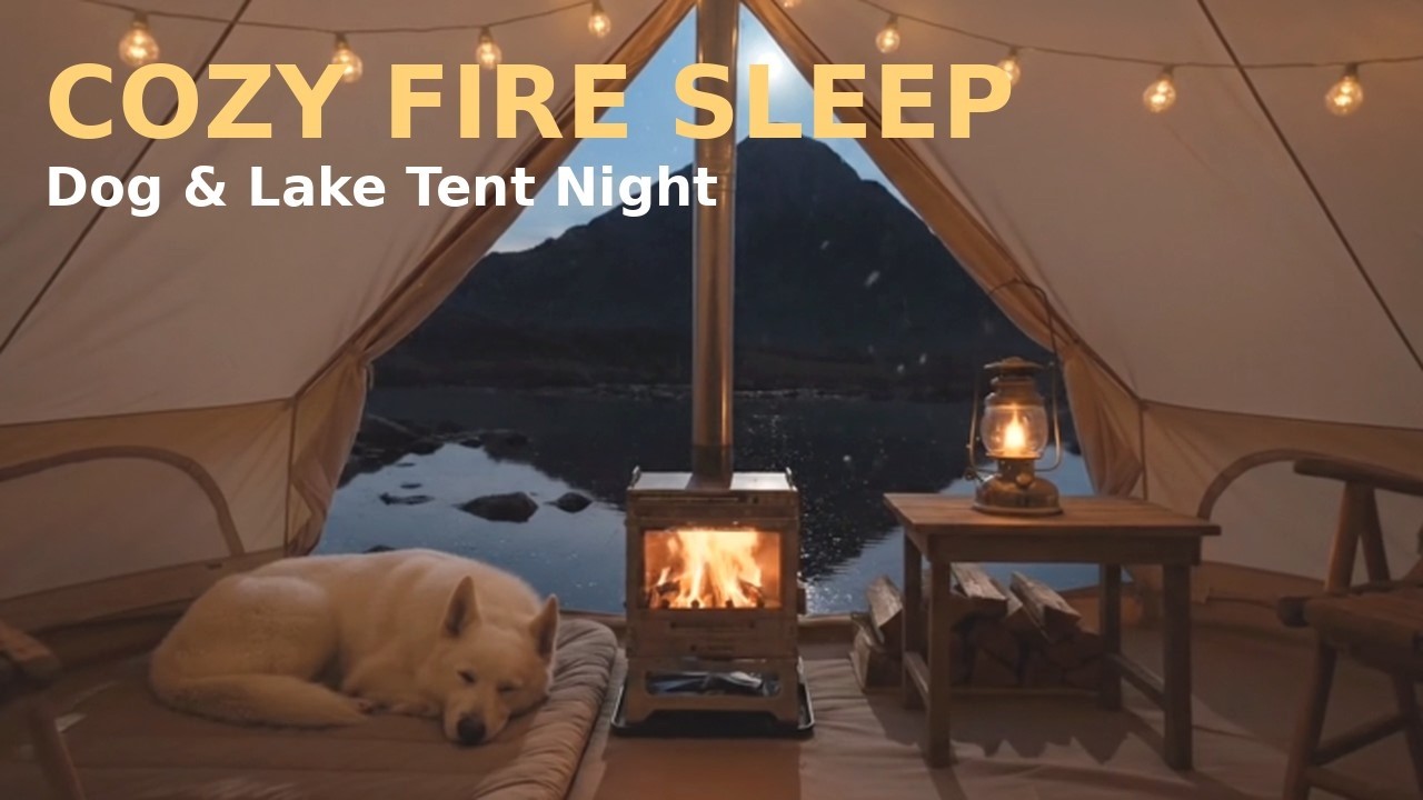 Cozy Fire Sleep with Dog 🔥 Lake Tent Night Ambience | 강아지와 함께하는 캠핑 불멍 수면