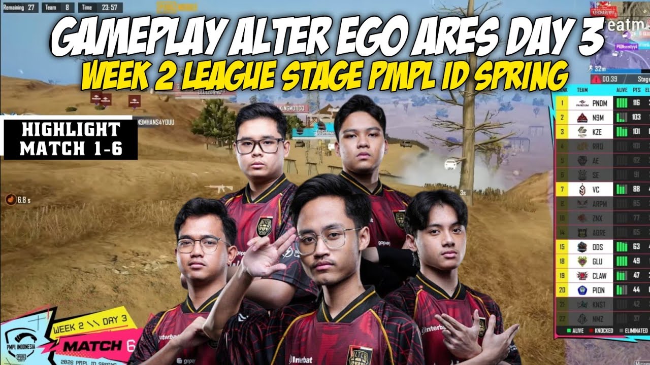 GAMEPLAY AE ARES DAY 3 WEEK 2 LEAGUE STAGE PMPL ID SPRING | HIGHLIGHT MATCH 1-6