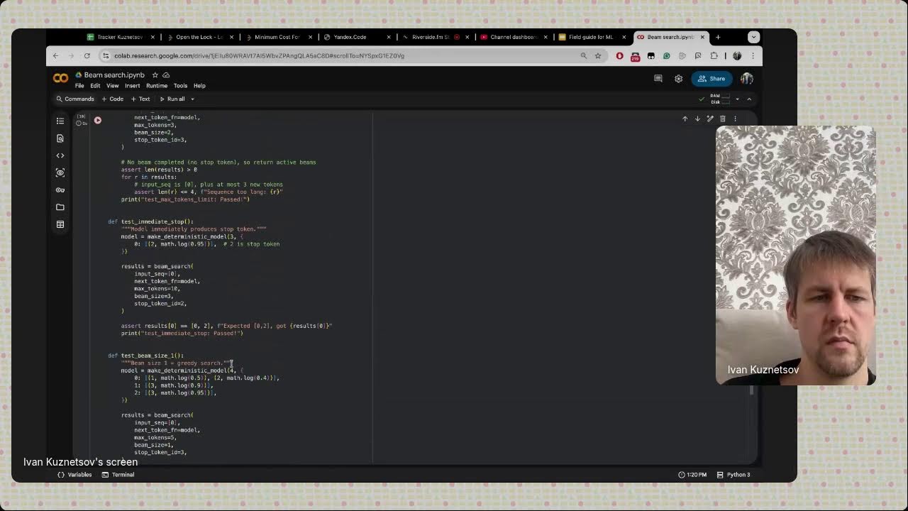 Live ML coding - beam search