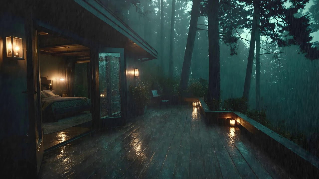 🌲Rain Sounds in a Forest Cabin | Deep Relax and Sleep Peacefully