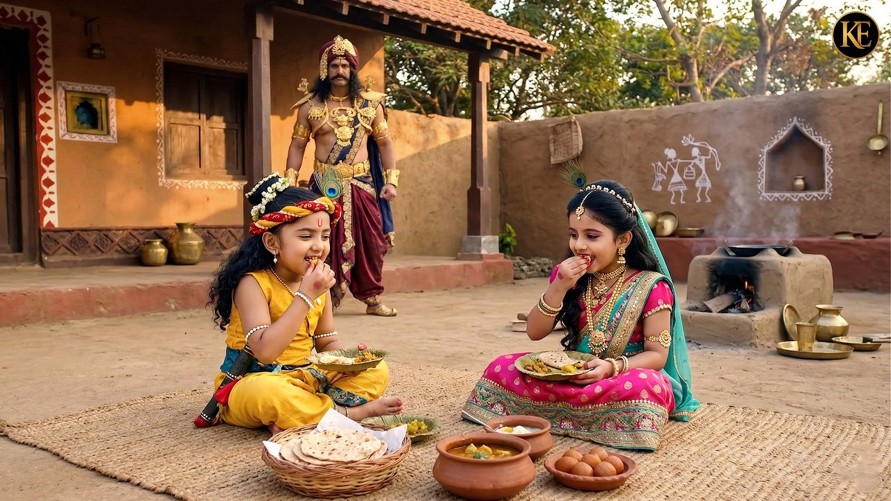 राधा के साथ बैठकर कान्हा ने खाया स्वादिष्ट भोजन! || यशोमती मईया के नंदलाला || Shree Krishan leela ||