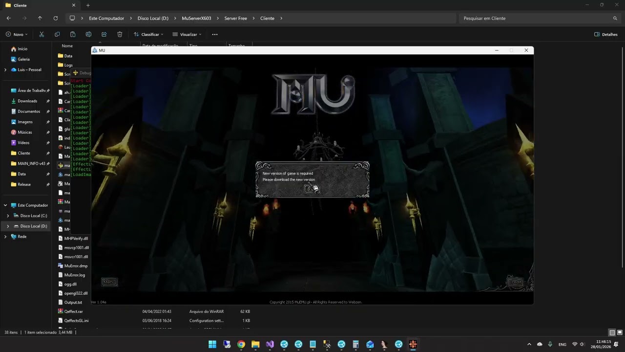 JogandoMu - Client Check version and start launcher(Update 43)