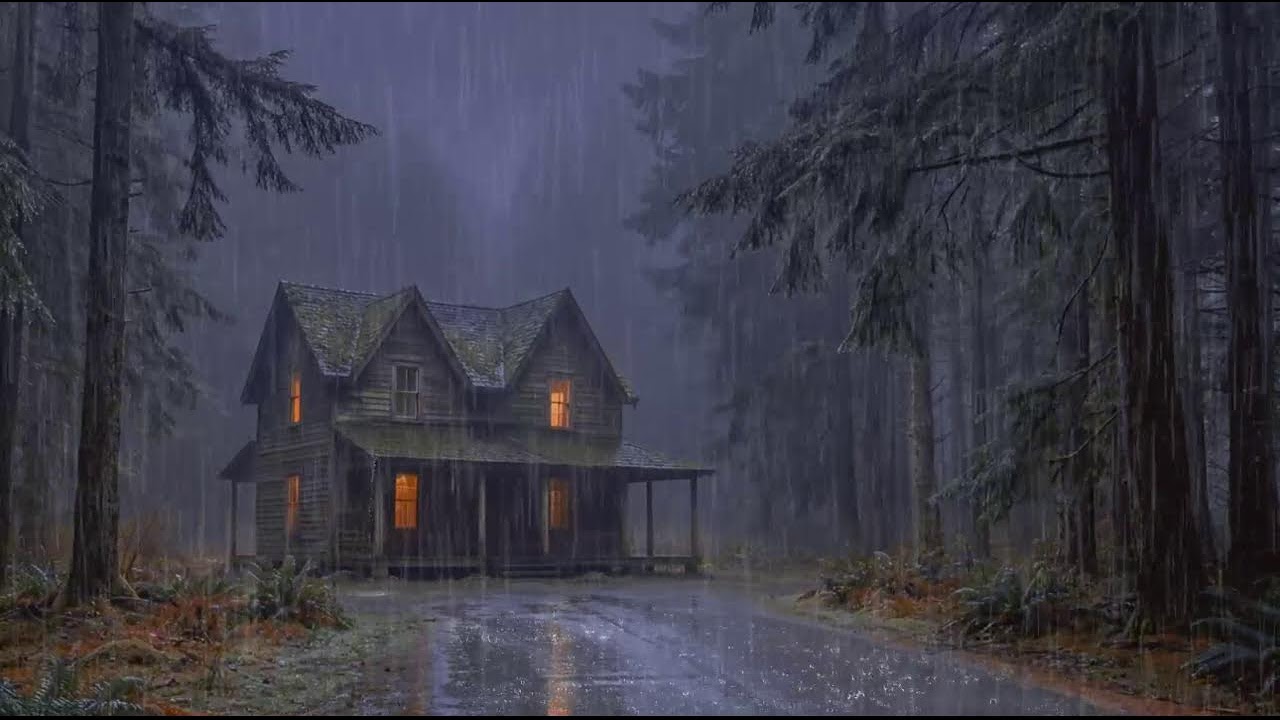 Deep Sleep Storm Sounds at Warm Cabin in the Woods