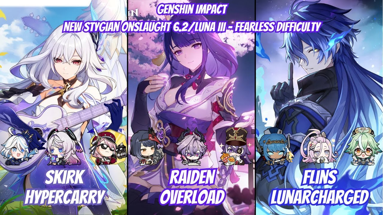 C0 Skirk & C6 Raiden & C1 Flins | NEW Stygian Onslaught 6.2/Luna III Fearless – Genshin Impact