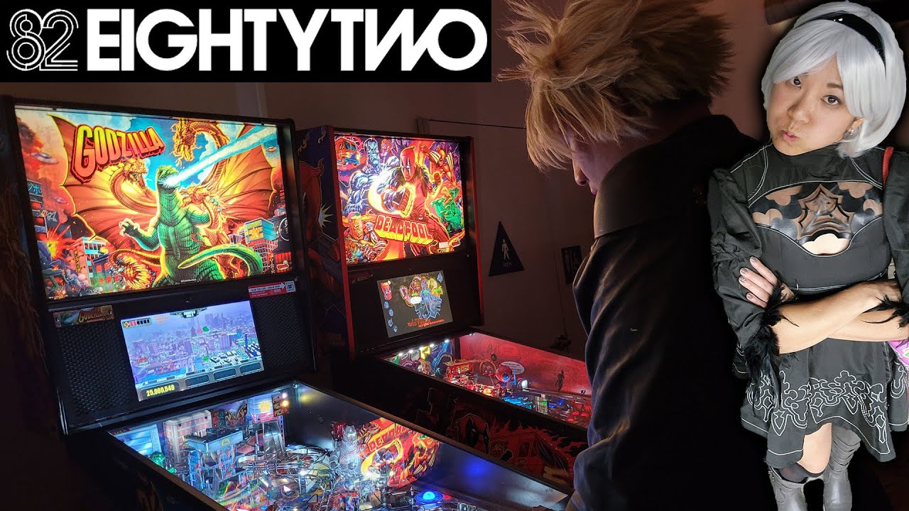 FF7 Cloud & Nier 2B Play Pinball & Arcades | Eighty Two LA Barcade