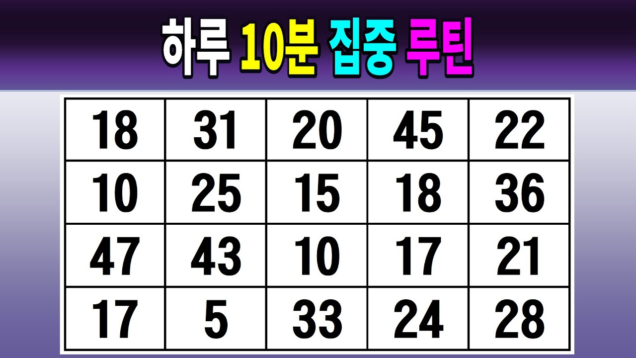 하루 10분 집중 루틴 【같은숫자찾기/치매예방퀴즈/치매테스트/숫자퀴즈/숫자찾기/숫자3쌍】