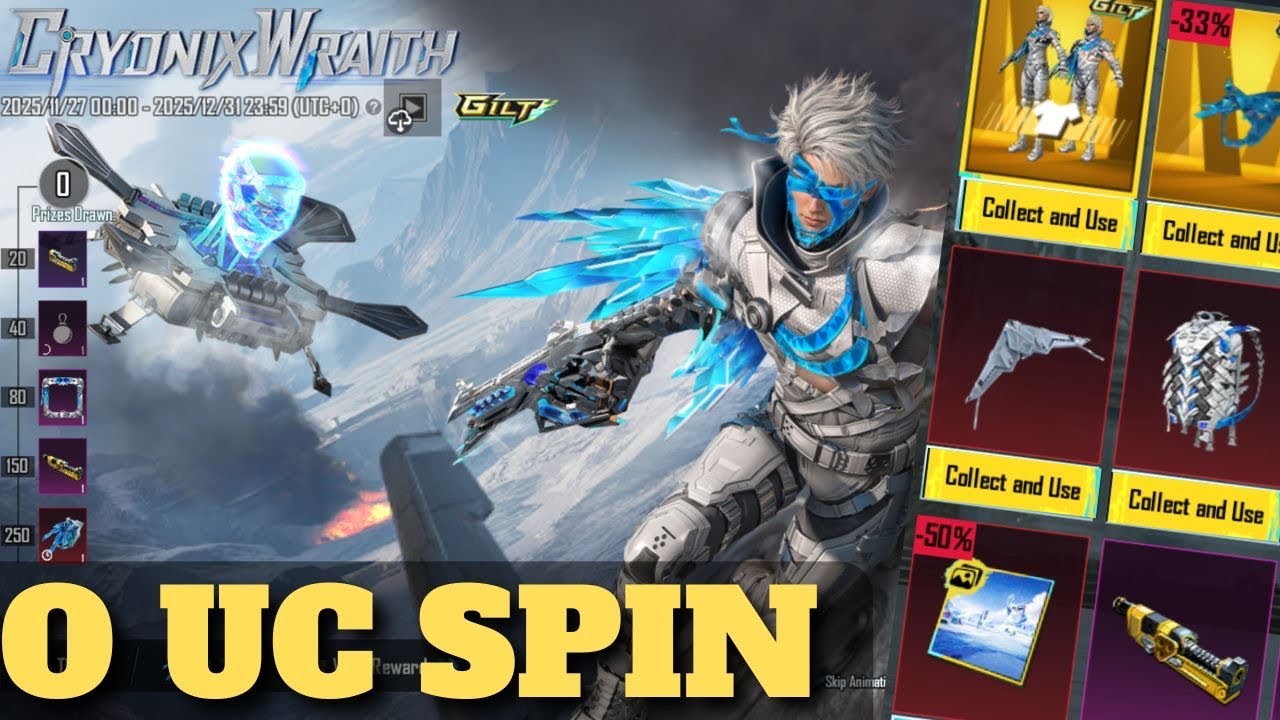 CRYONIX WRAITH ULTIMATE LUCKY SPIN PUBG MOBILE | 0 UC SPIN CRYONIX WRAITH PUBG MOBILE
