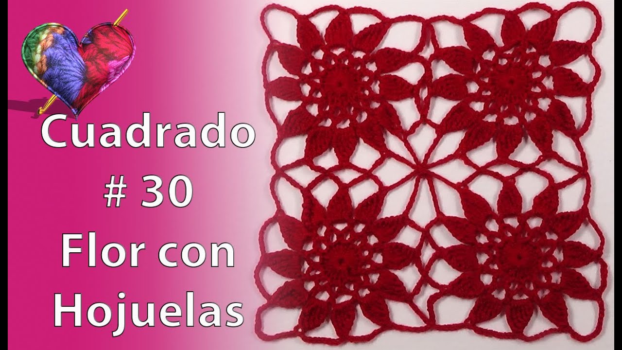 CUADRADO en Crochet # 30 con FLOR Y HOJUELAS