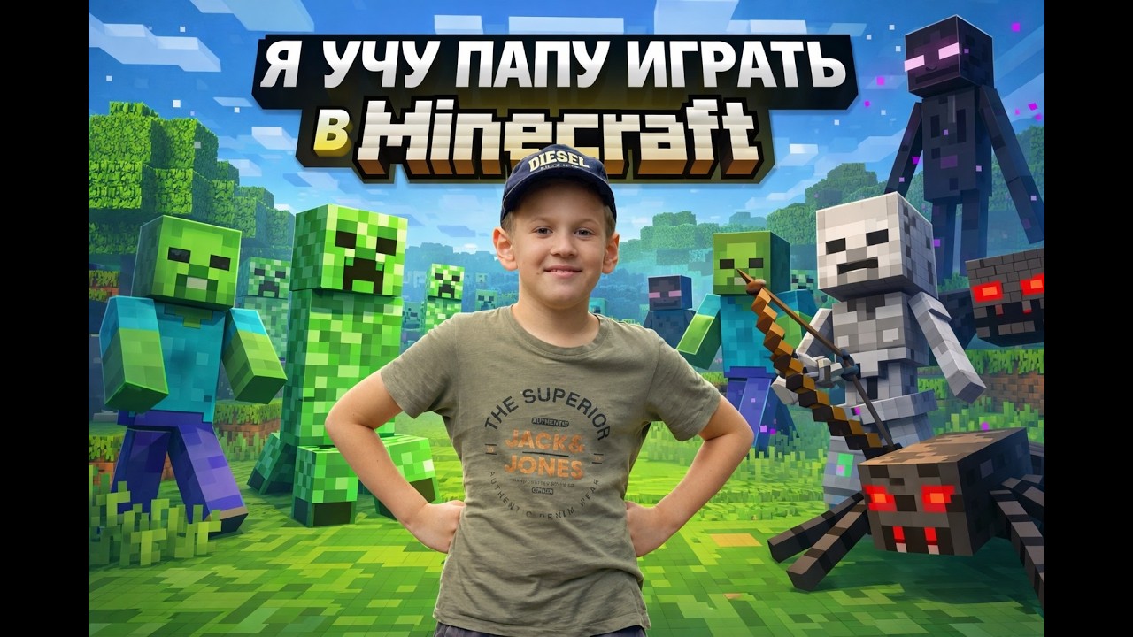 Я УЧУ ПАПУ ИГРАТЬ В MINECRAFT - 3