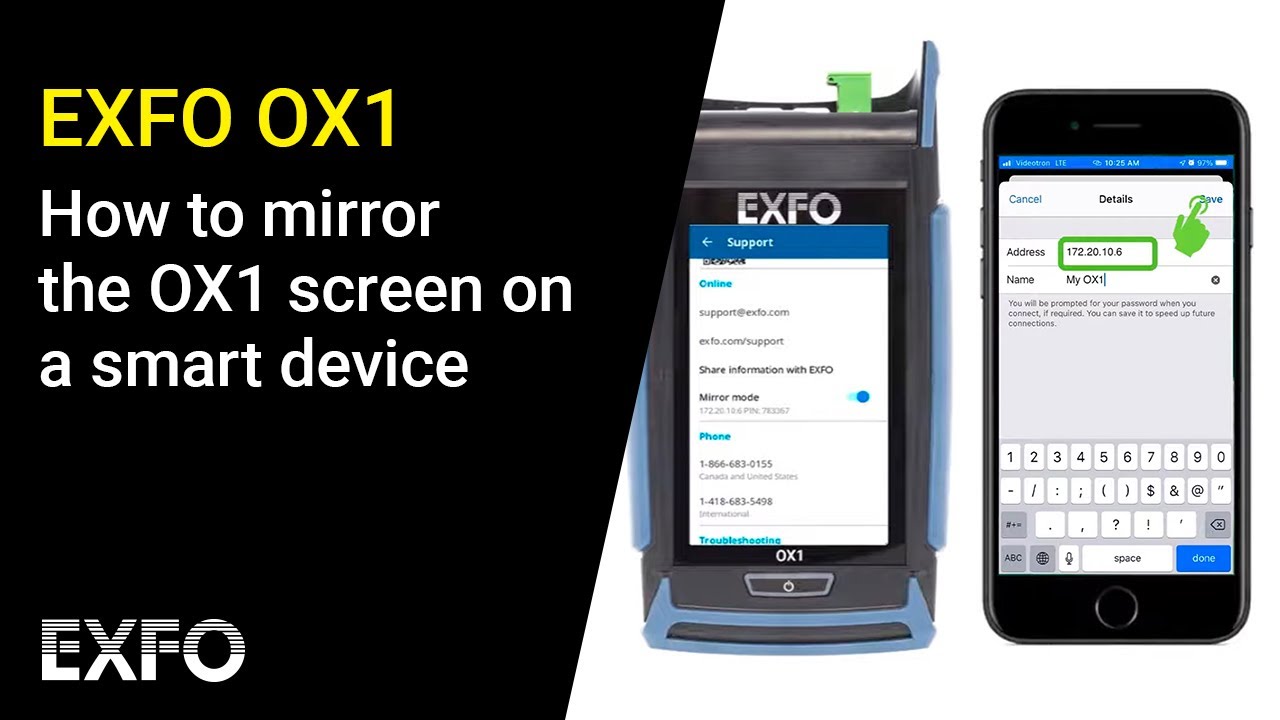 EXFO OX1: How to mirror the OX1 screen on a smart device