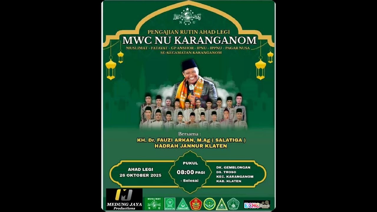 PENGAJIAN RUTIN AHAD LEGI MWC NU KARANGANOM BERSAMA KH FAUZI ARKAN & HADRAH JANUR