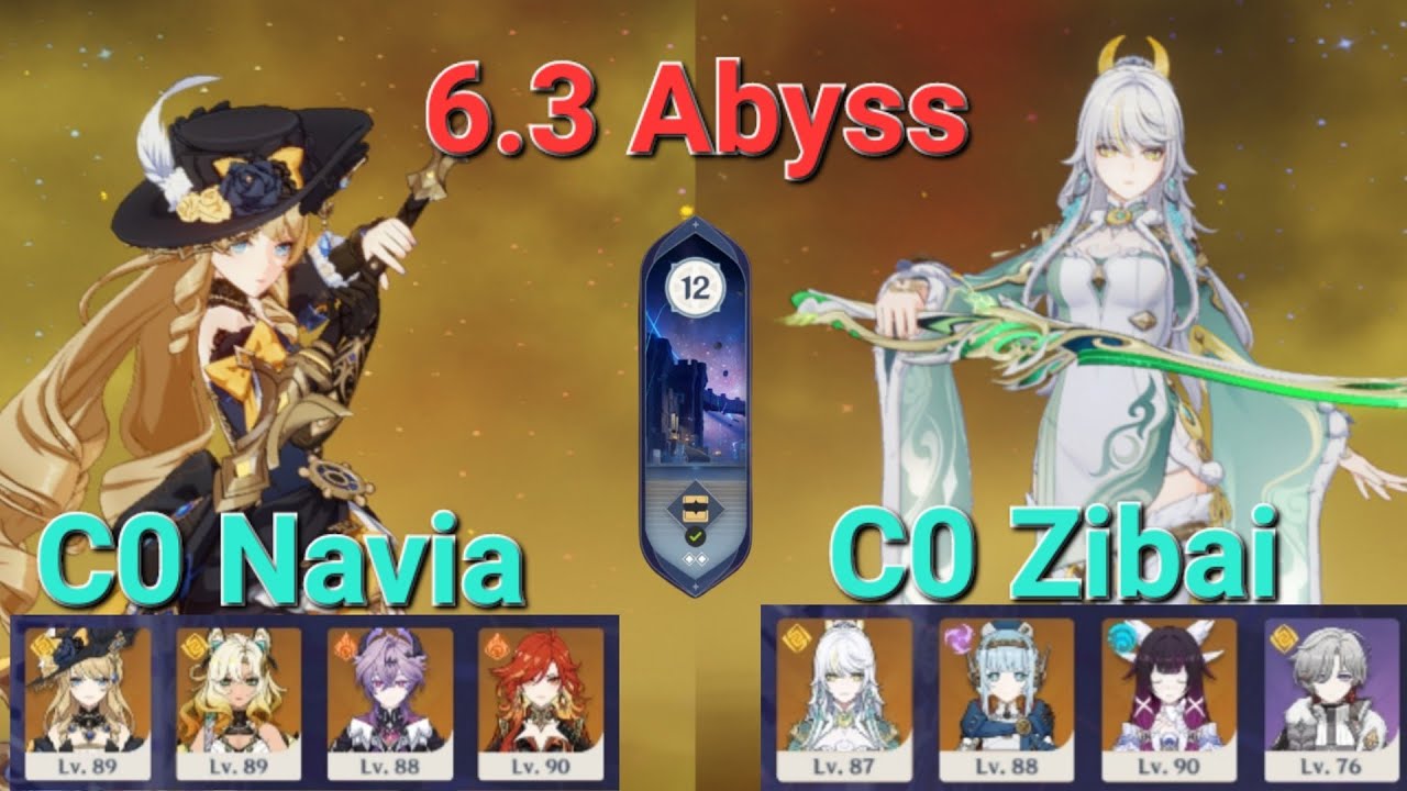 6.3 Spiral Abyss | Floor 12 | C0 Navia & C0 zibai [Genshin Impact]