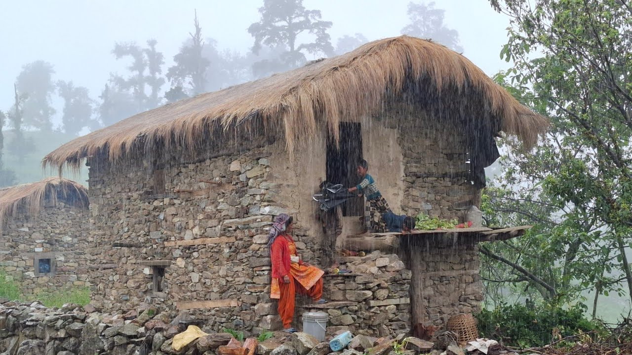 Real Nepali Mountain Village Life During the Rain || Peaceful & Relaxing Rural Lifestyle ||