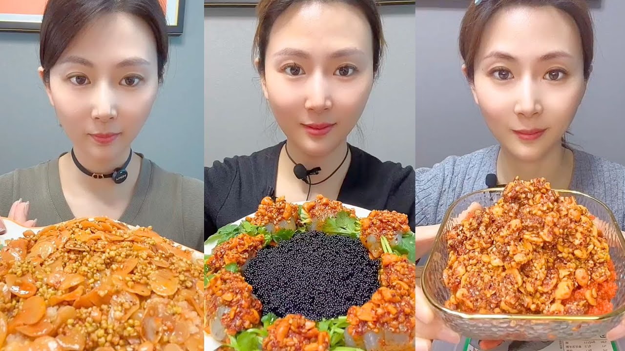 Chinese Colorful Fish Roe & Spicy Seafood ASMR | Crunchy Eating Sounds #67