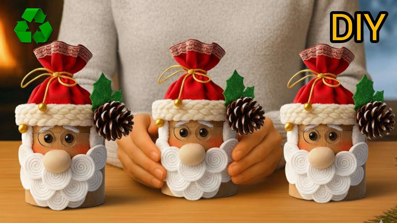 ♻️🎅"Using recycled materials in creative artprojects"Christmas magic diy Santa Claus🎅