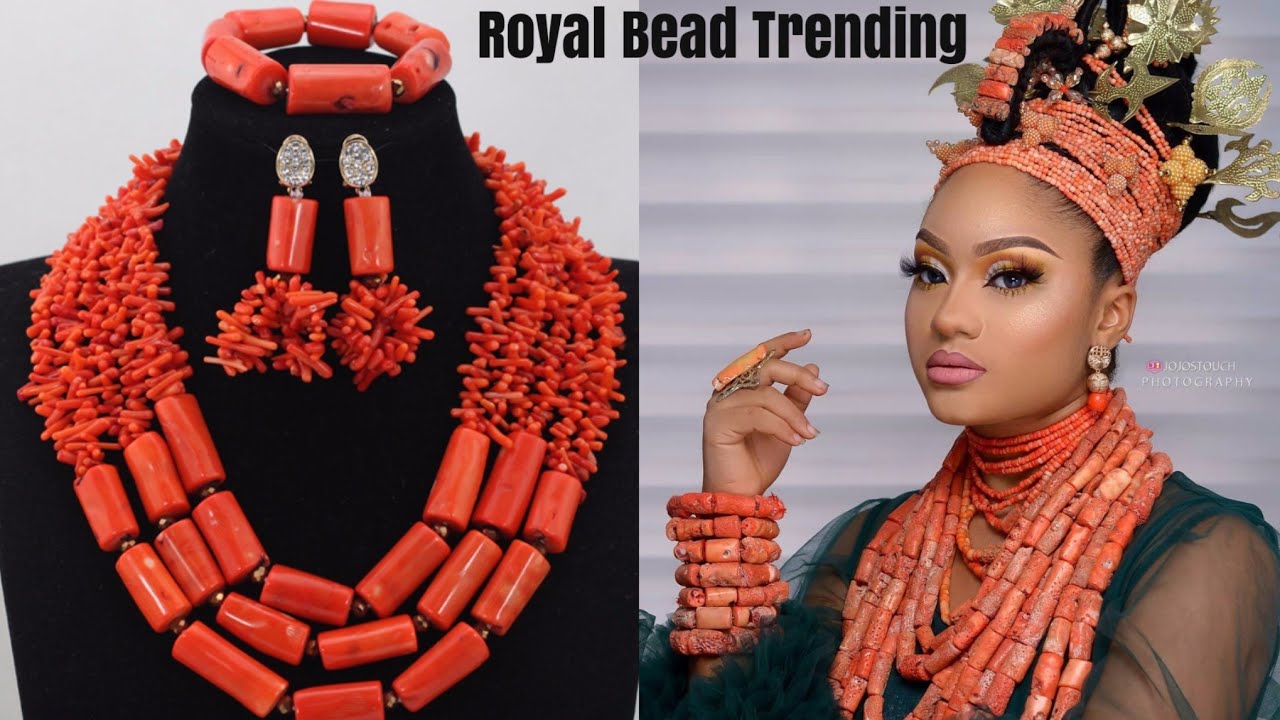How to sow Traditional Coral & Cultural Beaded Necklace, Earrings,#Royalty Necklace#beadednecklaces