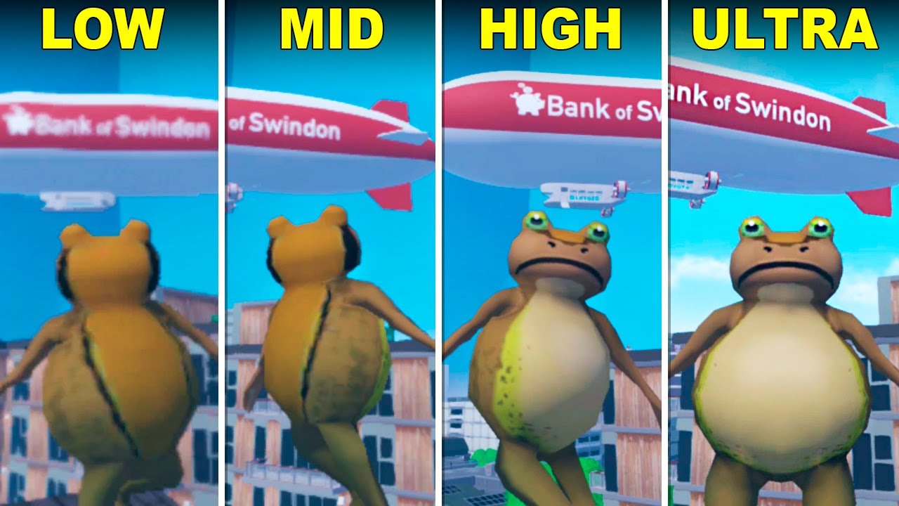 Amazing Frog? Mobile - Graphics Settings Comparison (Android) Low, Middle, High, Ultra