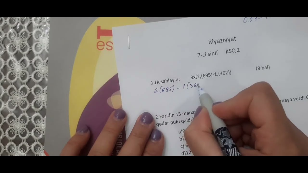 7-ci sinif Riyaziyyat KSQ-2
