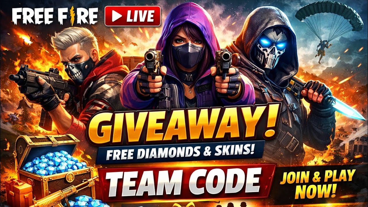 free fire live giveaway team code free fire live stream