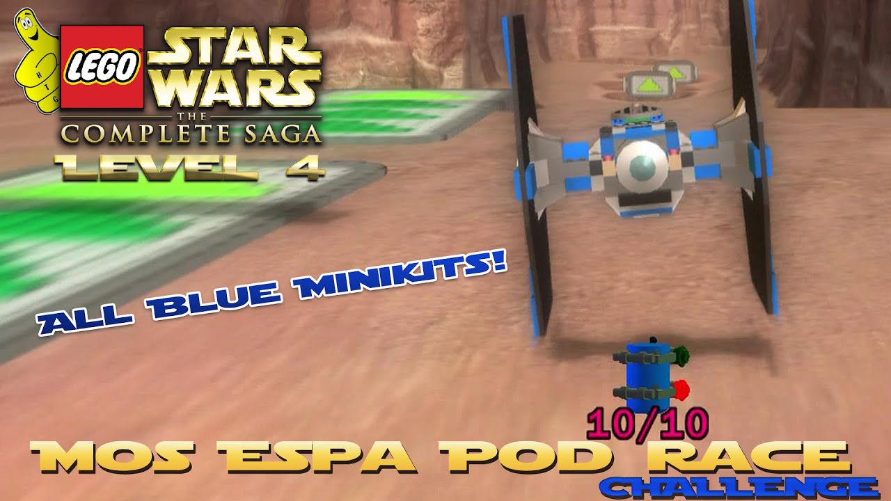 Lego Star Wars TCS: Ep 1 Chap 4 / Mos Espa Pod Race CHALLENGE (All Blue Minikits) - HTG