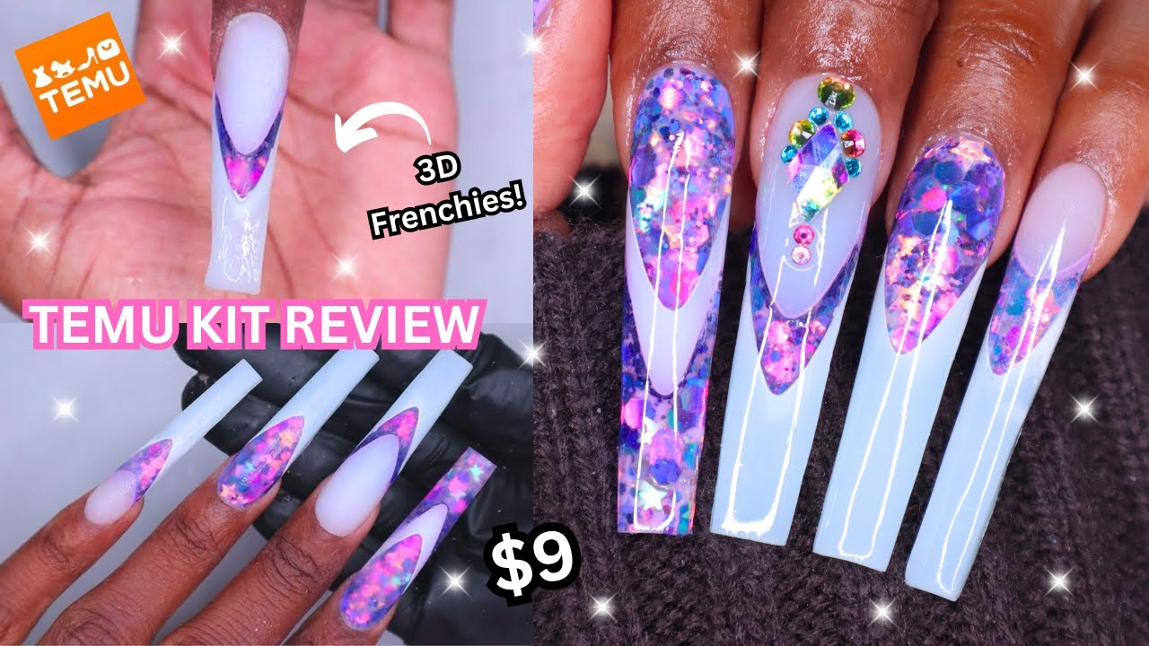 ✨TRYING A $9 POLYGEL KIT FROM TEMU! | 3D French Polygel Nail Tutorial