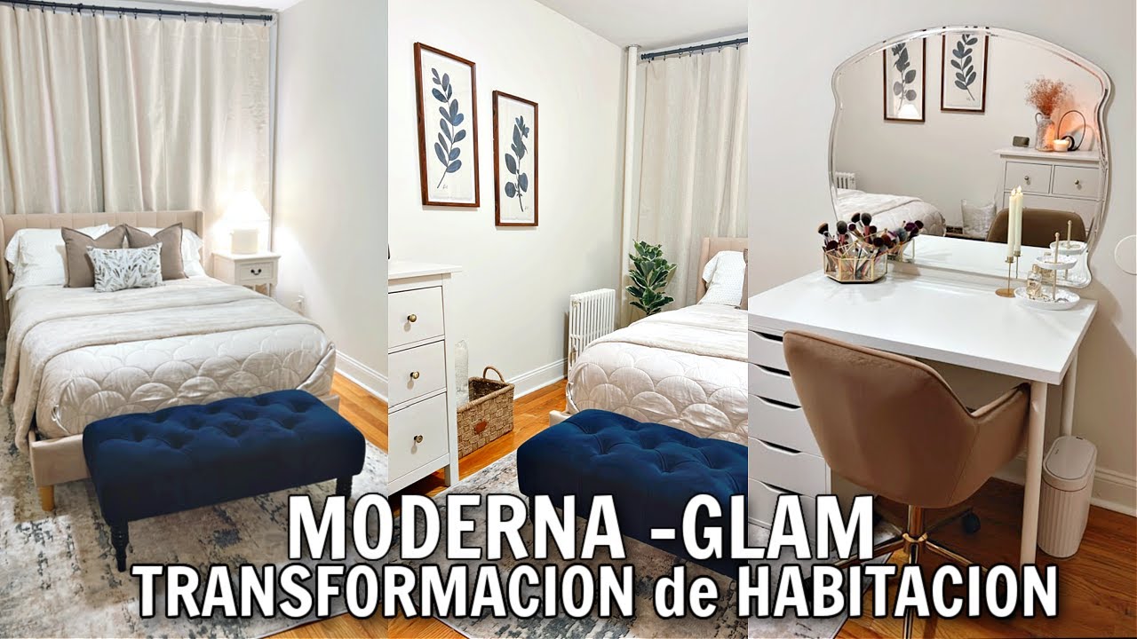 TRANSFORMACIÓN DE LUJO en HABITACIÓN PEQUEÑA | NYC APARTAMENTO RENTADO | DIY Small Bedroom Makeover✨