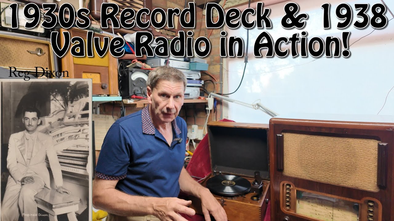 1930s HMV record Deck and 1938 Mc Michael Radio In Action Starring 