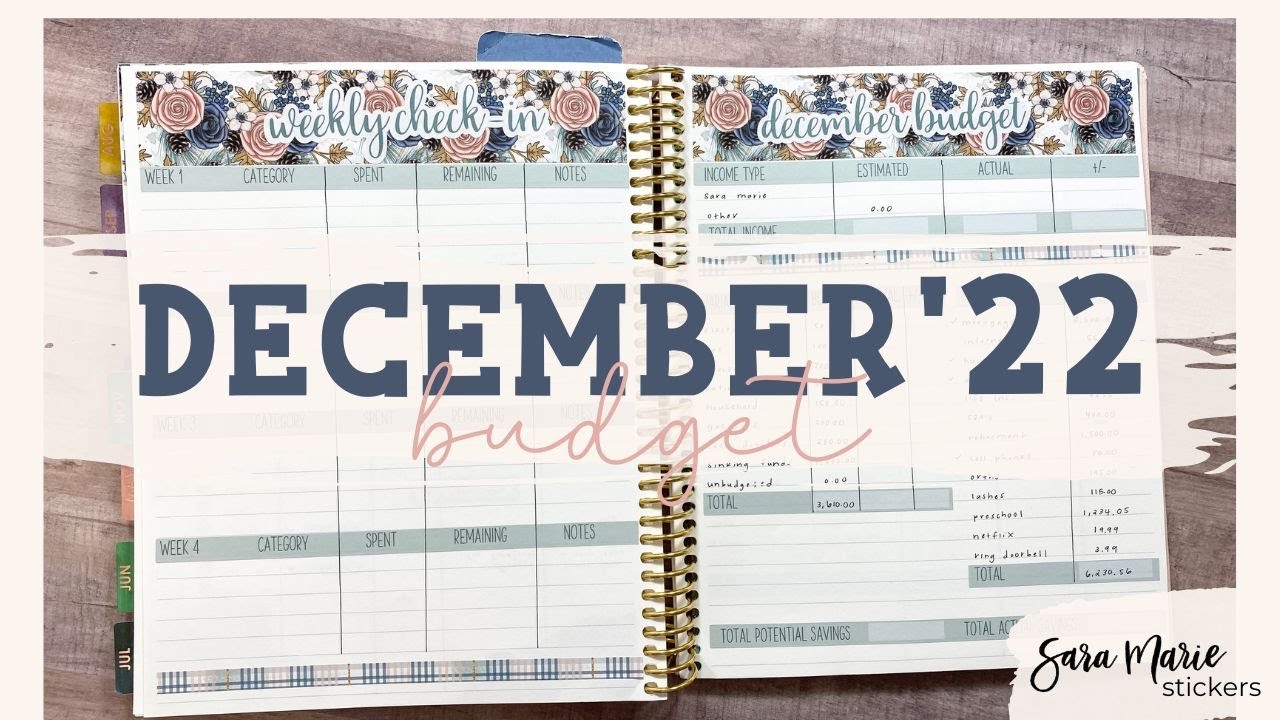 December 2022 Budget | Monthly Budget, Sinking Funds & Expense Tracking | Sara Marie Stickers | EC M